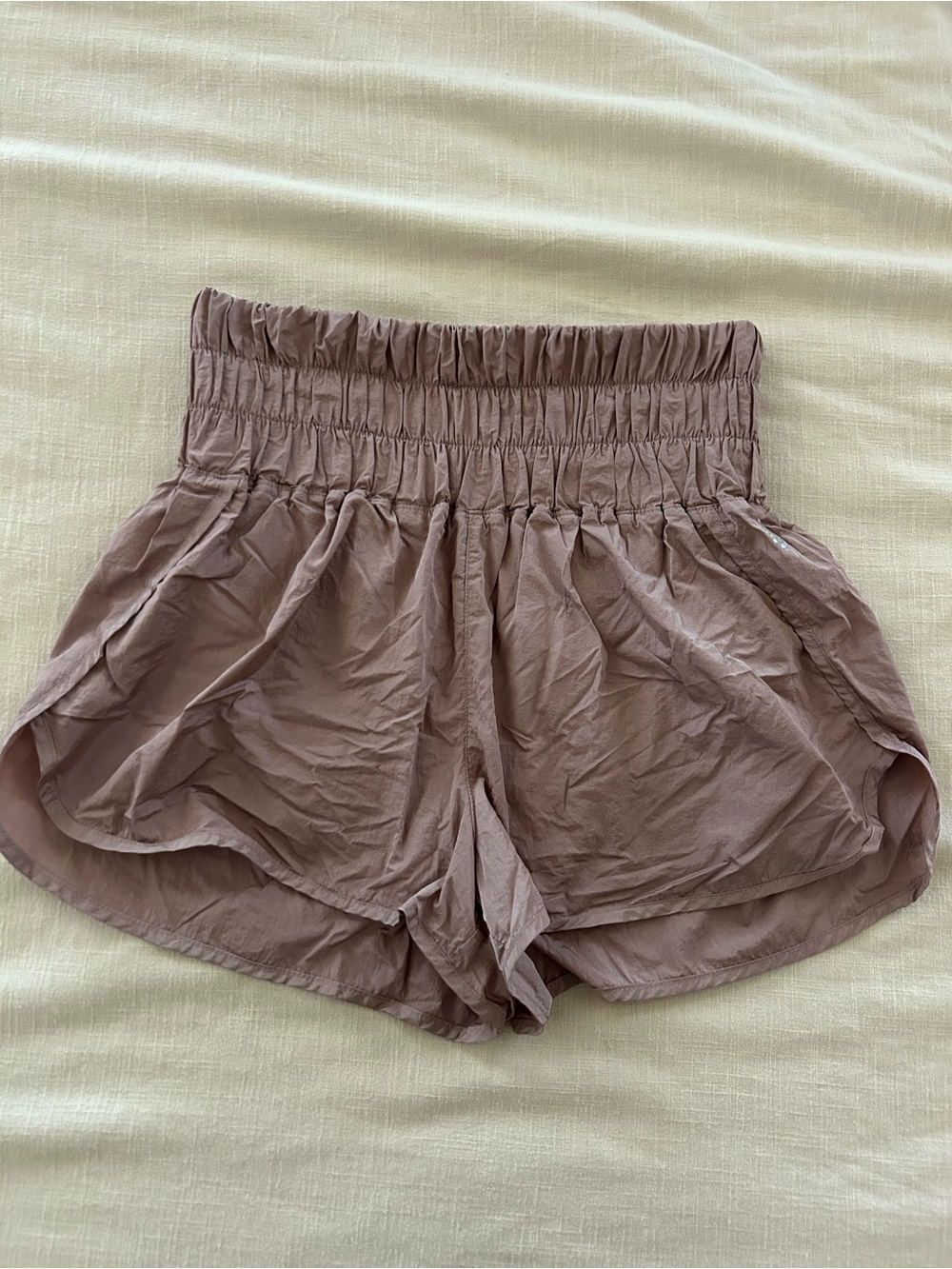 FP Movement by Free People High-Waist Smocked Athletic Shorts - Mauve
